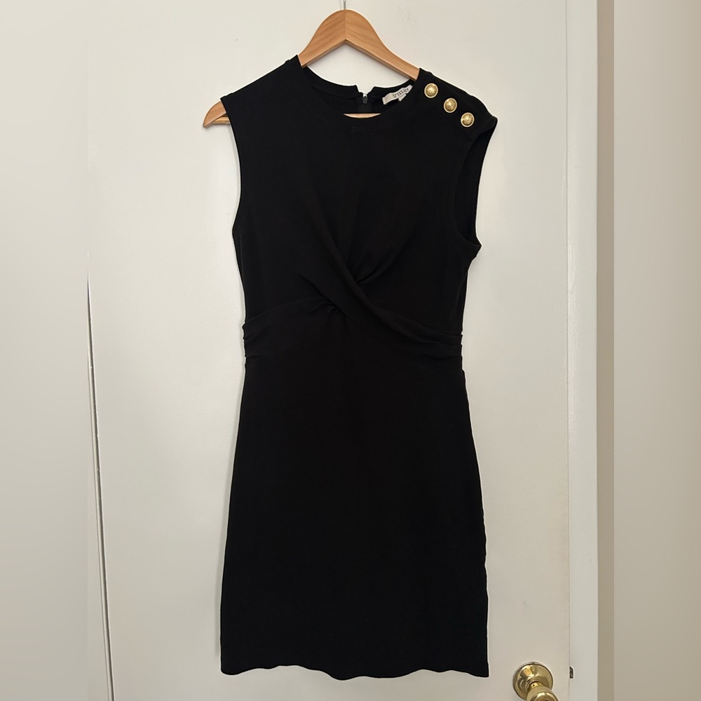 Derek Lam 10 Crosby Pierce Twist Midi Cotton Dress in Black - Size Medium - Picture 3 of 9